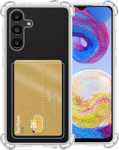 Hoesje - Geschikt voor Samsung Galaxy A04s - Met Pashouder en Kaarthouder - Telefoon Hoes Shockproof - Siliconen Case - Shock Proof - Back Cover - Pasjes Houder - Telefoonhoes - Transparant