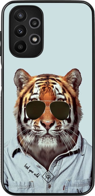 Casimoda® hoesje - Geschikt voor Samsung Galaxy A13 4G - Tijger Wild - Zwart TPU Backcover - Tijger - Blauw
