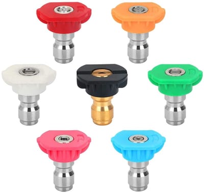 Dailygoods - Hogedrukreiniger Sproeikop - 7 Stuks - Quick Release Tips - Meerdere Hoeken - Voor Auto en Tuin - Diverse Kleuren
