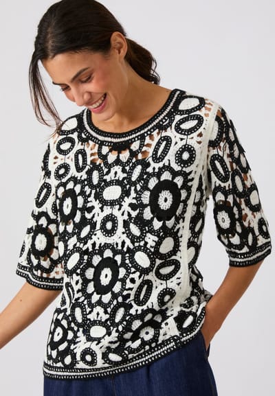 Damart - Trekhaak in twee kleuren - Dames - Zwart - S