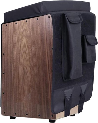 Cajon Zitkussen - Percussie Kruk - Muziek Optreden - Zijvak Opbergruimte - 121 x 31 cm - Zwart