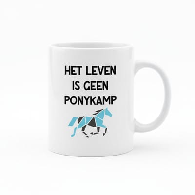 Het Leven is Geen Ponykamp Mok – Grappige Nederlandse Tekst Koffiemok met Paard Design – 330 ml Keramische Mok