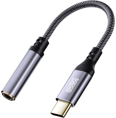AdroitGoods USB-C naar 3.5mm Jack Adapter - Aux naar USB C Kabel - Audio Verloopstuk Tussenstukje Oortjes - Geschikt voor o.a. Samsung, Huawei, Xiaomi, iPhone 15 - Grijs Gevlochten