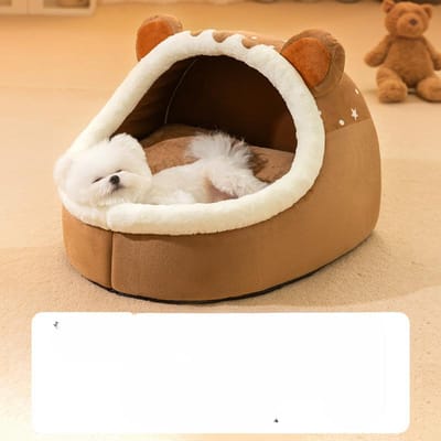 Chenil chaud automne et hiver chiens de petite et moyenne taille peuvent démonter et nettoyer le chenil Teddy semi-fermé fournitures de couchage pour animaux de compagnie S black