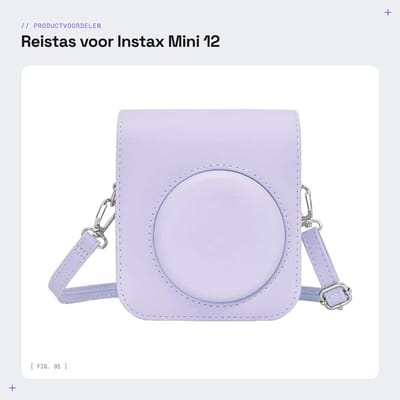 Dailygoods- Reistas waterafstotend - Kunstleer - Verstelbare schouderriem - Voor Instax Mini 12/11/9/8 - Extra vak voor geheugenkaarten - Robuust en veilig - Camera Tas