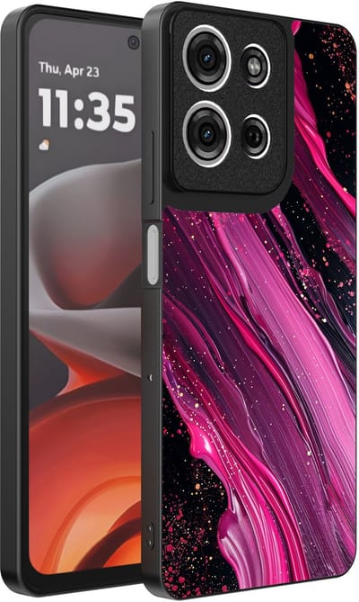 Smartphonica Telefoonhoesje Geschikt voor Motorola Moto G15 met marmer opdruk - TPU backcover case marble design - Paars Roze geschikt voor Motorola Moto G15