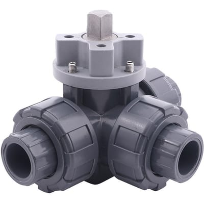 G 1/2 inch T-boring 3-Weg PVC Kogelkraan ISO-Top 10 bar PTFE/EPDM - BL3PAT-P-012