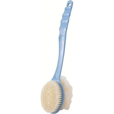 Brosse à récurer à long manche pour artefacts Serviette de bain à récurer Fournitures de salle de bain pour la maison Brosse à récurer le dos pour le bain pour cheveux doux bleu