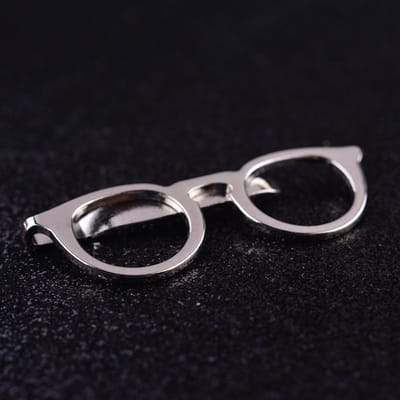 Heren Dasclip Eenvoudige Persoonlijkheid Bril Vorm Effen Kleur Staaf Praktische Stropdas Sluiting Accessoires Heren Cadeau Zwart Rood Dasclips