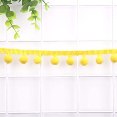 Pomponbord van 5 yards met 12mm pompons voor knutselen, decoratie, kleding en kostuums, geel