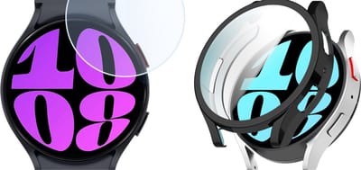 Strap-it bundel van Case en Screenprotector - Geschikt voor Samsung Galaxy Watch 6 - 40mm - Glazen screenprotector - Zwarte TPU case - Ultradunne bescherming - Krasbestendig & schokabsorberend - Zwart en Transparant