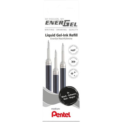 Gelschrijvervulling Pentel LR7 Energel medium zwart set à 3 stuks
