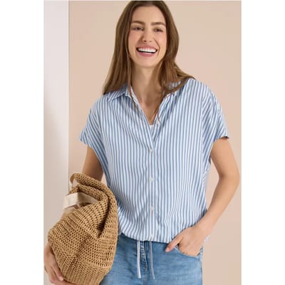 Blouse met korte mouwen en gestreept patroon