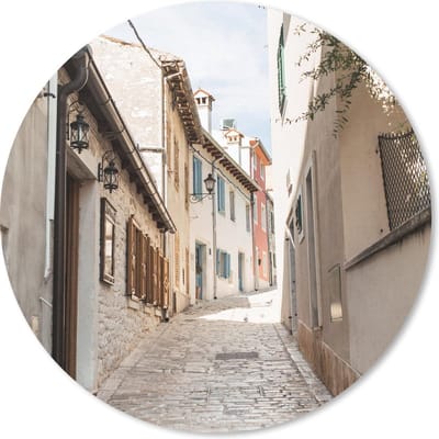 Muismat rond 20x20 cm - Mousepad Zomer - Huis - Straat - Ronde muismatten