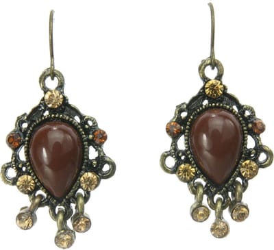 Behave - Vintage oorhanger met grote en kleine steentjes - Nikkelvrij