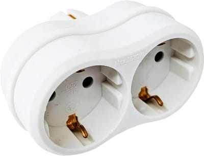 Horizontale Stopcontact Splitter - 2-voudig - Horizontale Stopcontacten - Randaarde - Wave - Wit