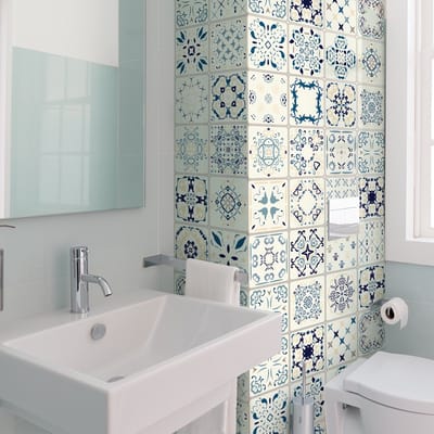 Zelfklevende tegelmuurstickers voor keuken en badkamer - 60 Azulejos Arsenio tegelstickers - 60 stickers 20x20cm