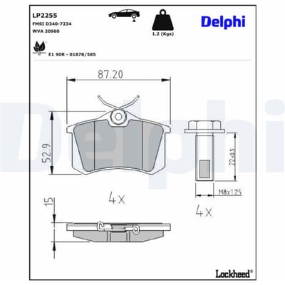 Remblokset DELPHI LP2255, achter