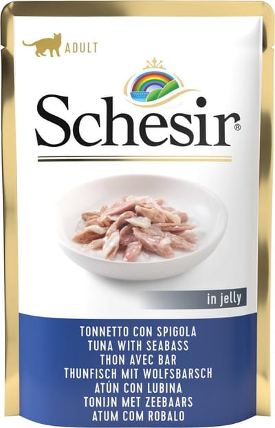 Schesir - Volledig Voer voor Volwassen Katten - Tonijn en Zeebaars - 24x85g