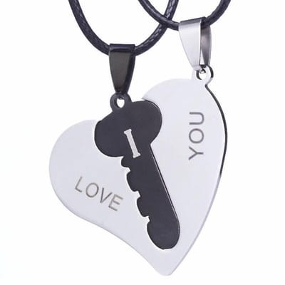 Fako Bijoux® - Vriendschapsketting - BFF Ketting - RVS - Hart Met Sleutel - Zilver/Zwart