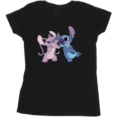 Disney Dames/Dames Lilo & Stitch Kusjes Katoenen T-Shirt (Zwart)