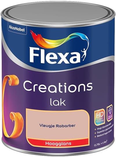 Flexa - Creations Lak Hoogglans - Vleugje Rabarber - Mengverf - 750 Ml