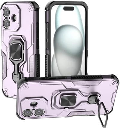 MobyDefend Hoesje - Geschikt voor iPhone 17 - Dubbelgelaagde Pantsercase Met Standaard - Roze