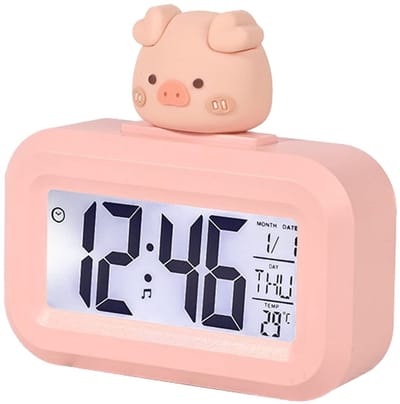 Dailygoody - Digitale Kinderklok - Schattige Wekker - Multifunctioneel Design - Roze - LED-scherm - Ideaal voor Kinderkamer - Temperatuurweergave