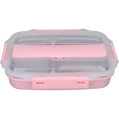 Thermische Isolatie Bento Lunchbox 3 Vakken Lekvrij 304 Roestvrij Staal Bento Lunchbox voor L(for 6.5-9kg) roze