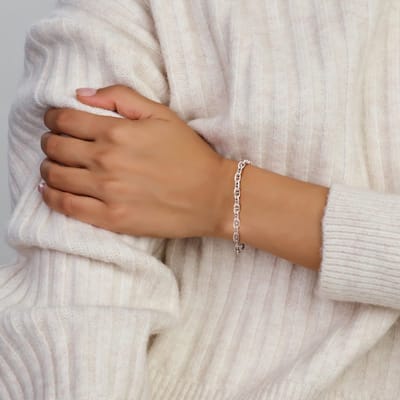 Zilver Gerhodineerd Armband Marine 5,8 Mm 19 Cm Met Groot Springslot 1334869