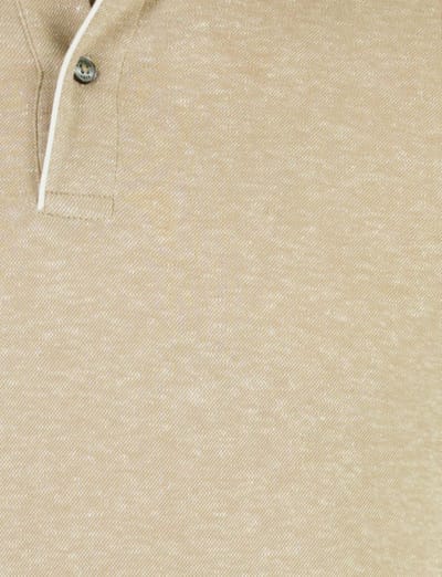 Poloshirt Bugatti beige gemeleerd 2 knoops linnen