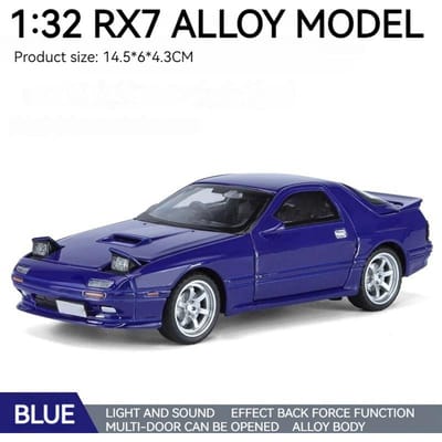 Jdm 1:32 Mazda Rx7 Rx-7 Fc Initial D Miniatures Alliage Moulage sous Pression Métal Modèle de Voiture Jouet Son et Lumière Véhicules Jouets Cadeau Enfant Garçon