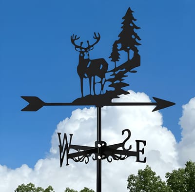 Metalen Windspinner met Dierenmotief - Smeedijzeren Tuin Decoratie voor Buiten - Ornament voor Daktuinen & Binnenplaatsen-Hert in de bergen-Belle‘s product-Belle's product