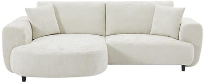 Vente-unique Linkerhoekbank in beige getextureerde stof - RULAMA