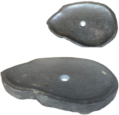 Lendo Online Wastafel ovaal (50-60)x(35-40) cm riviersteen - natuursteen - wasbak voor badkamer en toilet - spoelbak - waskom - unieke vorm en kleur!