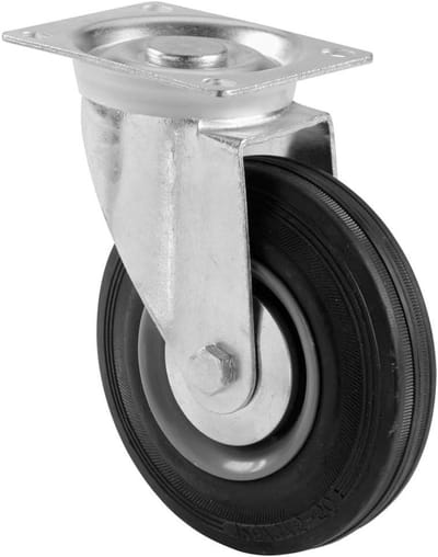 Zwenkwiel Rubber - Industrieel Wiel - Materiaal Transport - Dubbele Lagers - 89 cm - Zwart