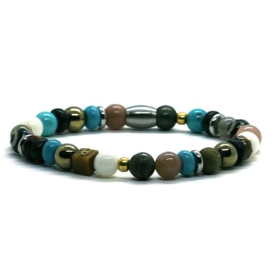 Heren armband sunstone mix - goud RVS - IbizaMen