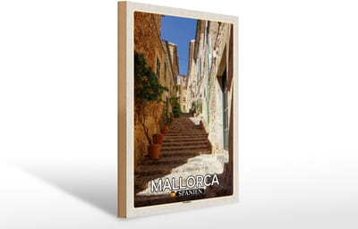 Holzschild Reise 30x40cm Mallorca Spanien Fornaluts Treppen