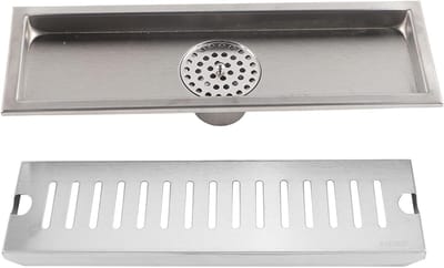 Douche Afvoerputje - Vloerzeef Haarvanger - Voorkomt Verstoppingen - Roestvrij Staal - 30 x 10 cm - Zilver