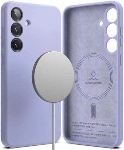 Ringke Silicone Magnetic Hoesje Geschikt voor Samsung Galaxy S25 Plus | Compatibel met MagSafe en Qi2 | Back Cover met Magneet | Zacht Siliconen | Slank Design | Paars