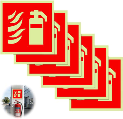 Vuurblusserplaat met zelfklevende achterkant - Set van 6, brandveiligheid, herkenning, eenvoudig te bevestigen