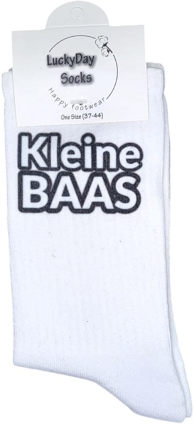 Kleine Baas Sokken - Cadeau voor man vrouw - Boss sokken - Chef - vrolijke sokken - witte sokken - tennis sokken - sport sokken - valentijns cadeau - sokken met tekst - aparte sokken - grappige sokken - Sokken waar je vrolijk van wordt - maat 37-44