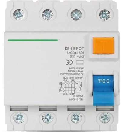 Aardlekschakelaar - Veiligheidsschakelaar - Circuit Beveiliging - 4-polig 30mA - 16A 400V - Grijs