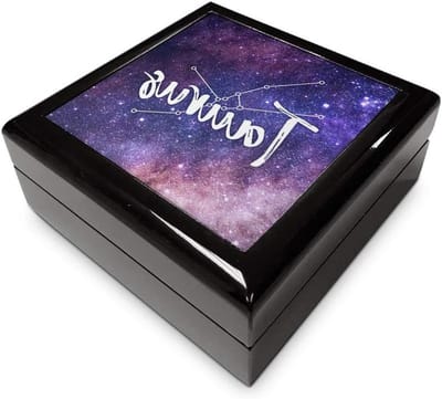 Horoscoop Sieradenbox - Memory Box Sterrenbeeld - Sieraden Opbergen - Gelakte Piano Finish - 14x14x6 cm - Stier