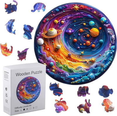 Houten Puzzel Volwassenen en Kinderen - Kosmische Dierenthema Elementen Puzzel