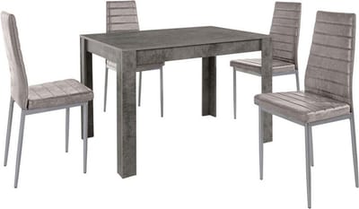 Lynn & Kate - Set van Eettafel 120x80cm met 4 Stoelen Lichtgrijs