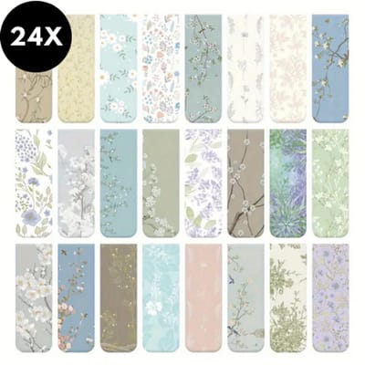 Ultiluxe® Magnetische boekenleggers - 24 stuks - Bloemen/pastel - Bloemenprint - Bladwijzers voor boeken - Bloemetjes magneten met pagina clip - 24-delige set - Bookmark markers - Markeerders - Boeken lezen
