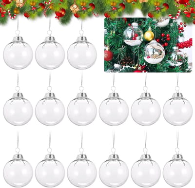 15 Transparante Kerstballen van 6 cm voor de Kerstboom, Decoratieve Plastic Kerstornamenten met Koord, Perfect voor Feestelijke Versiering en Cadeaus
