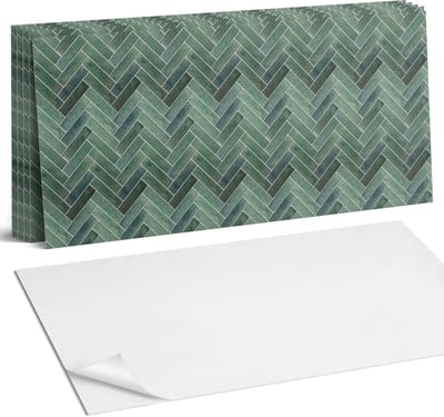 Coloray Plaktegels - 3D visgraatpatroon Wandtegel Zelfklevend - 60 cm x 30 cm - Groente Plaktegels - 6 stuks - Rechthoek PVC Tegels - Plaktegels Keuken - Zelfklevende Vloertegels Badkamer - Vinyl Tegels - Zelfklevende Wandtegels