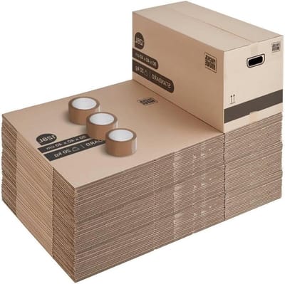 Verhuisdozen - Opslagdozen Kartonnen - Spullen Opslaan Transport - Versterkte Handgrepen - 80x40x40 cm - Zwart